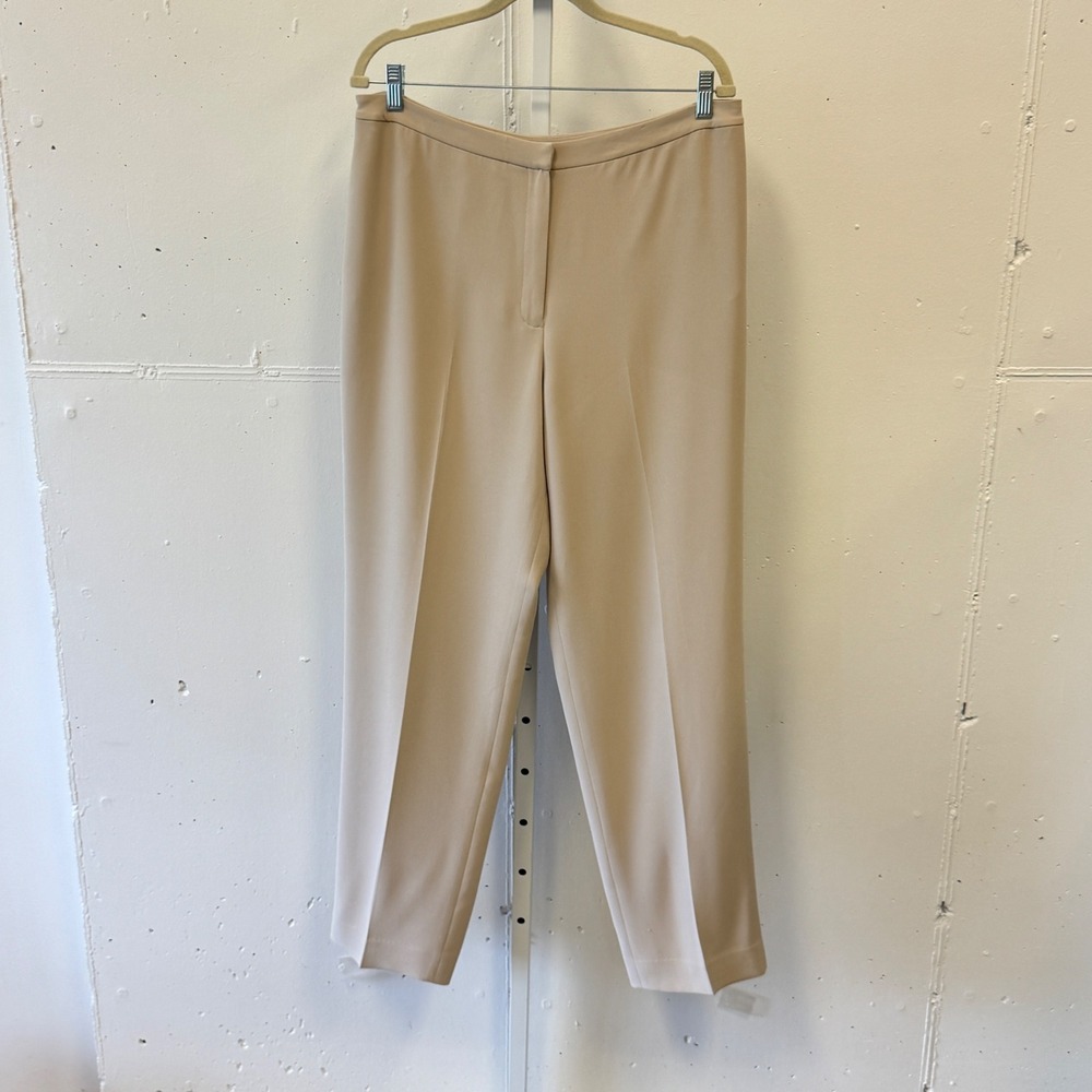 Jones New York Collection Beige Straight Leg Dress Pants Tan High Rise Slacks 12